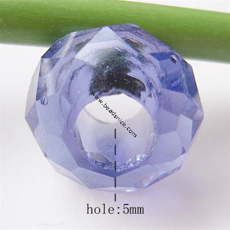 Crystal European Beads, Faceted,Flat Rondelle, 13.5x8mm, Hole:Approx 5MM