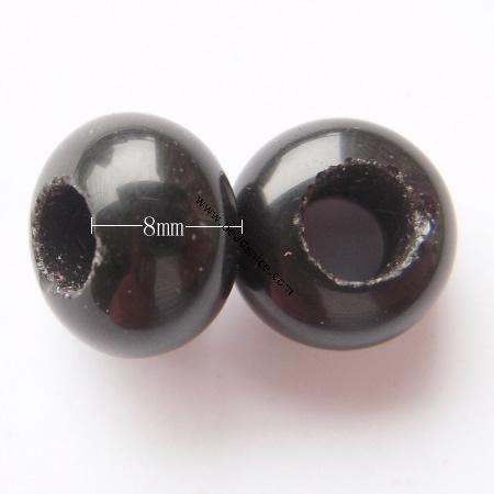 Gemstone Beads European, black stone, Rondelle,12.5x8mm,hole:approx 5mm