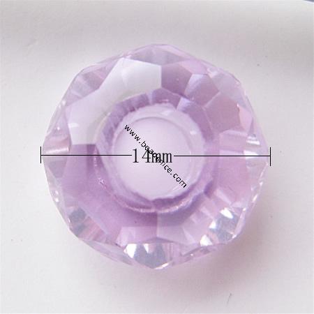 Crystal European Beads, Faceted,Flat Rondelle, 14x7mm, Hole:Approx 5MM