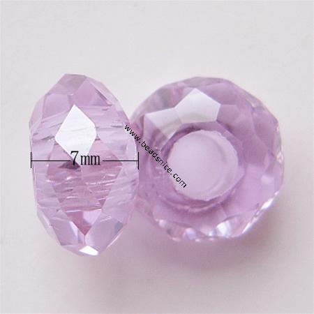 Crystal European Beads, Faceted,Flat Rondelle, 14x7mm, Hole:Approx 5MM
