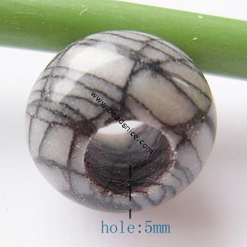 Gemstone Beads European,Jasper Black Water ,Flat Rond,12x8mm,hole:approx 4.5mm