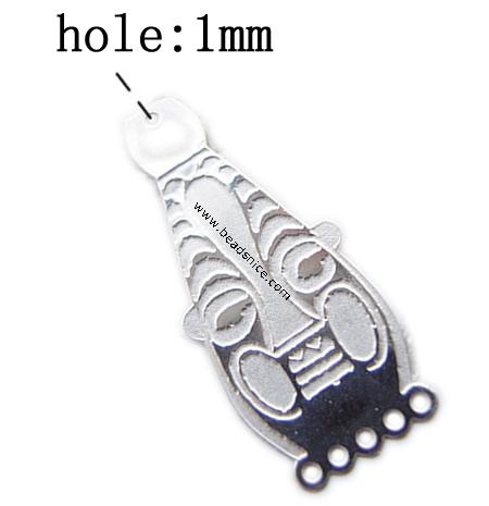 Stainless Steel Computer Beading Patch, jewelry links, 30.5x19.5x0.2mm, Hole:Approx 1.5MM, 
