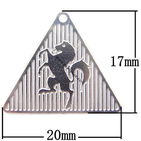 Stainless Steel Computer Beading Patch, jewelry drop, Triangular, 17x20x0.2mm, Hole:Approx 1MM, 