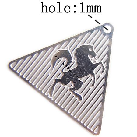 Stainless Steel Computer Beading Patch, jewelry drop, Triangular, 17x20x0.2mm, Hole:Approx 1MM, 