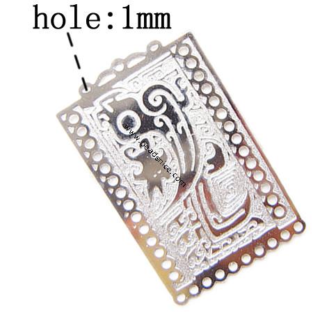 Stainless Steel Computer Beading Patch, jewelry drop, Rectangle, 27x16.5x0.2mm, Hole:Approx 1MM, 