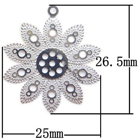 Stainless Steel Computer Beading Patch, jewelry drop, Flower, 26.5x25x0.2mm, Hole:Approx 1MM, 