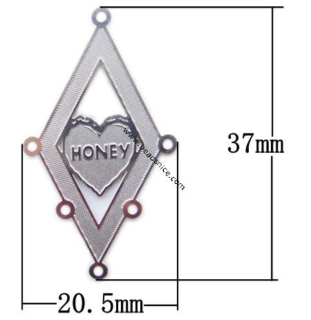 Stainless Steel Computer Beading Patch, jewelry links, 37x20.5x0.2mm, Hole:Approx 1MM, 