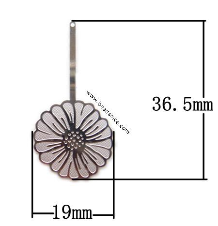 Stainless Steel Computer Beading Patch, jewelry drop, Flower, 36.5x19x0.2mm, Hole:Approx 1MM, 