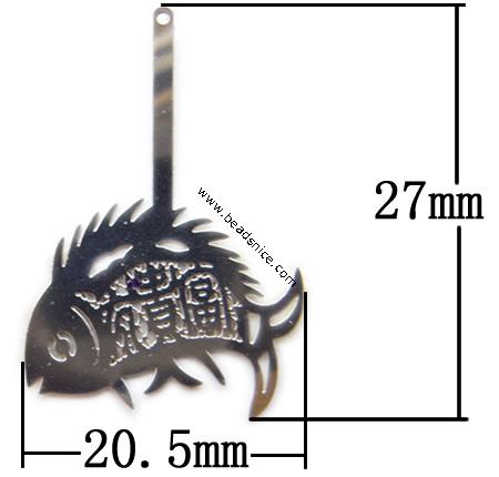 Stainless Steel Computer Beading Patch, jewelry drop, Animal, 27x20.5x0.2mm, Hole:Approx 1MM, 