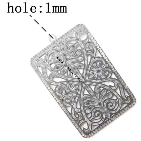 Stainless Steel Computer Beading Patch, jewelry drop, Rectangle, 29.5x18.5x0.2mm, Hole:Approx 1MM,