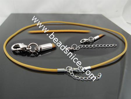 Jewelry Making Necklace Cord, brass chain, alloy clasp, rubber loop, 2mm,18-Inch 