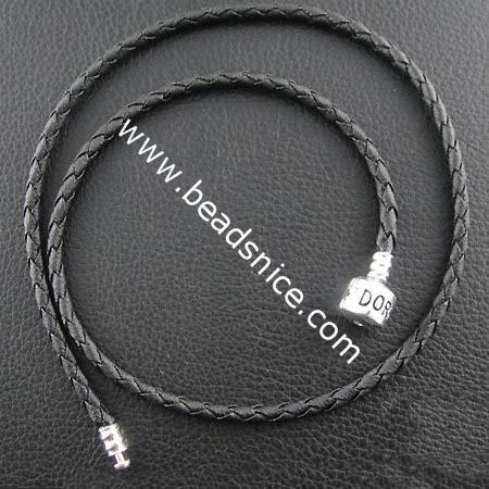 Jewelry Making Bracelet Cord,real leather with Sterling Sliver clasp,3mm,7.5 inch,
