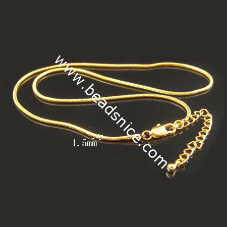 Brass Snake  Chain,Lead-free,Nickel-free,1.5MM,20inch