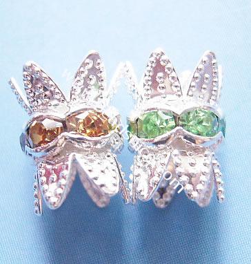 Crown Rhinestone Beads,with Middle East  rhinestone , brass, Ni-free , Pb-free, Flower,17X17X9mm,