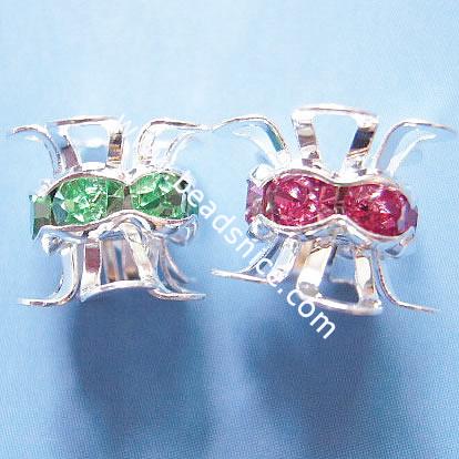 Crown Rhinestone Beads,with Middle East  rhinestone , brass, Ni-free , Pb-free, Flower,6X6X8mm,
