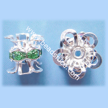 Crown Rhinestone Beads,with Middle East  rhinestone , brass, Ni-free , Pb-free, Flower,17X17X8mm,