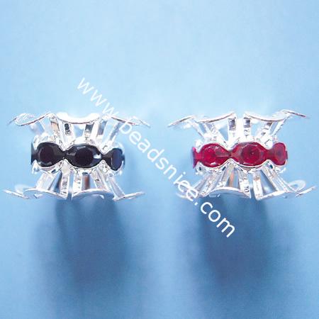 Crown Rhinestone Beads,with Middle East rhinestone , brass, Ni-free , Pb-free, Flower,8X8X9mm,  