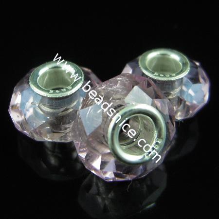 Crystal European Beads, with 925 sterling silver core, Rondelle, 13.5x9.5mm, Hole:Approx 4.5MM