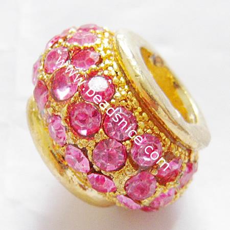  European style beads with Rhinestone ,alloy, 21x17mm,no ,Nickel free,Lead free,hole:approx 12mm,