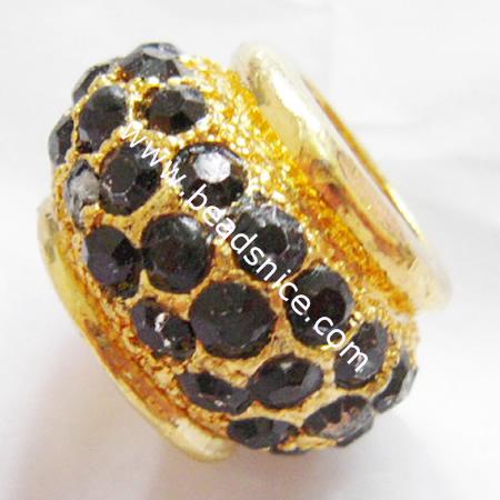  European style beads with Rhinestone ,alloy, 21x17mm,no ,Nickel free,Lead free,hole:approx 12mm,