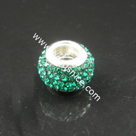  European beads style whit czechish rhinestone,inlaid zinc alloy rings,8x12mm,big hole,nickel free,lead free.hole:approx 5mm