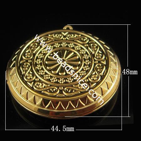 Brass Pendant, Album box,Flat Round,gold plated, 48x44.5mm,inside diameter 29.5mm,Nickel free, Lead Free,Hole:Approx 2MM,
