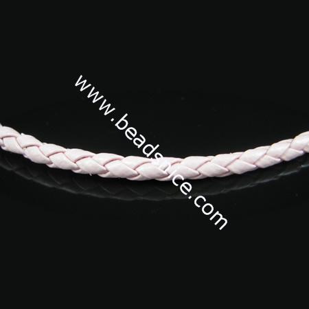 Leatheroid Cord, Pink, Braided, Four Strands twisted, 3mm, Length:180 Yard,