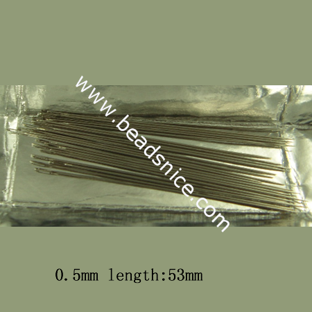 Beading Needles,Iron, for beads strend making,Nickel Free,Lead Free,0.5mm,length:53mm,