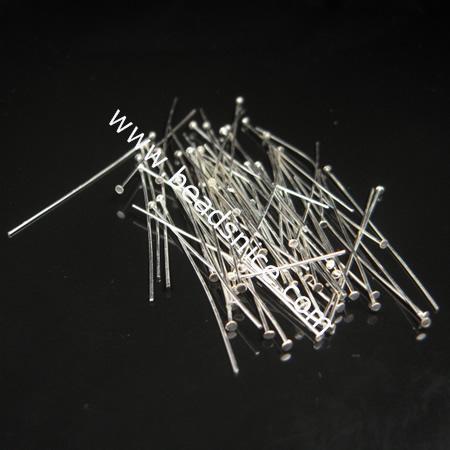 925 Sterling Silver Headpins, flat, 0.5x51x2.0mm,