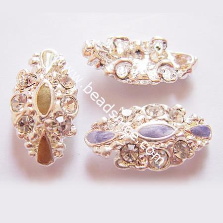 Jewelry spacer bars with Middle East Rhinestone, Metal alloy, Nickel-free, Two rows, 20x10mm, Hole:approx 1.5mm,