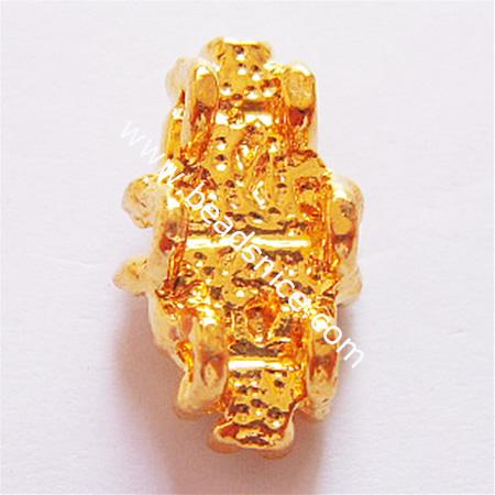 Jewelry spacer bars with Middle East Rhinestone, Metal alloy, Nickel-free, three rows, 10x7x3mm, Hole:approx 1.5mm,