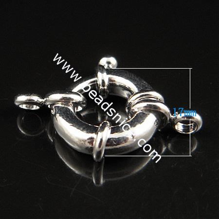 Brass Spring Ring Clasp, Lead-free,Nickel Free, Donut, 17mm, 