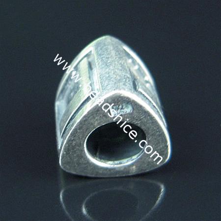 925 Sterling silver European style beads,no  ,Letter,Triangular,9.5x8mm,hole:approx 4.9mm,