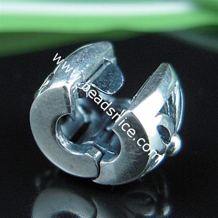 Sterling Silver European Clip/Stopp,11x8.8mm,Hole:about 3.1mm,