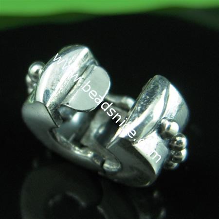 Sterling Silver European Clip/Stopp,11.5x6.2mm,Hole:about 3.2mm,