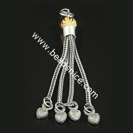 Zinc Alloy Chain Tassel, long:80mm,bead 8mm,nickel free, Hole:Approx 4MM, 