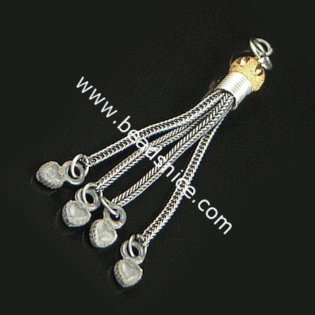 Zinc Alloy Chain Tassel, long:80mm,bead 8mm,nickel free, Hole:Approx 4MM, 