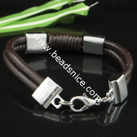 Jewelry Making Bracelet Cord,real leather with alloy clasp,7.5MM,7.5 inch,