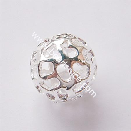 Handcraft jewelry beads, metal alloy, round,18mm,silver plated,