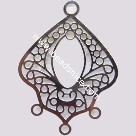 Stainless Steel Computer Beading Patch, jewelry links,Flower,28x21mm,nickel free,Hole:about 2MM,