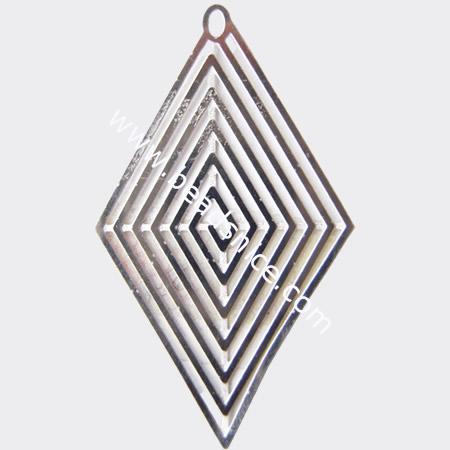Stainless Steel Computer Beading Patch, jewelry drop,Diamond,34x19.5mm,nickel free,Hole:about 1MM, 