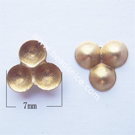 Brass Terminators, bead tip, bottom clamp on,3mm, nickel-free,