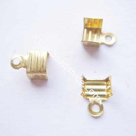 Brass Terminators, bead tip, bottom clamp on,8x5mm, nickel-free,hole:about 1mm,