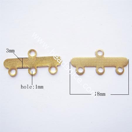 Brass Connectors/Link,18mm,lead free, nickel-free,hole:about 1mm,