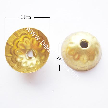 Brass Bead Cap, lead-free & nickel-free,11mm, Hole:Approx 3MM, 
