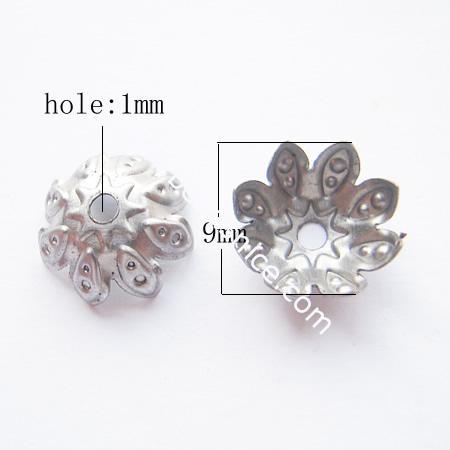 Jewelry iron bead cap,lead free,nickel free,flower,9mm,hole:about 1mm,