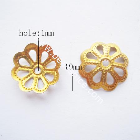 Jewelry brass bead cap,lead free,nickel free,flower,10mm,hole:about 1mm,
