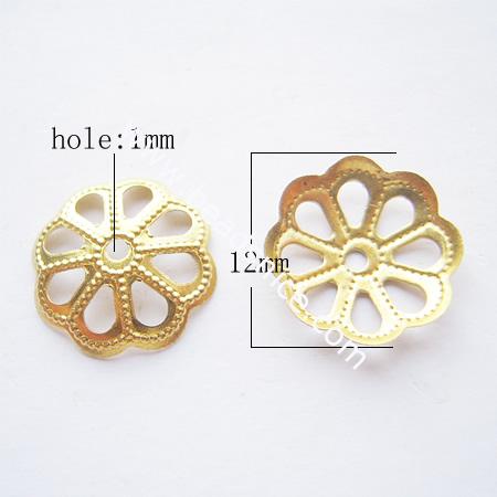 Jewelry brass bead cap,lead free,nickel free,flower,12mm,hole:about 1mm,