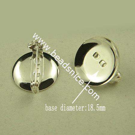 Jewelry brooch findings,iron,base diameter:18.5mm ,21mm long,Nickel Free,Lead Free,