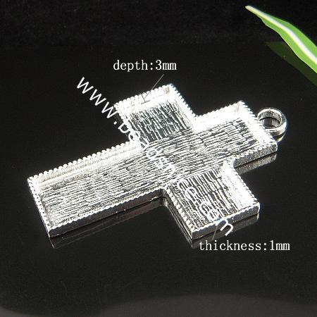 Jewelry alloy pendant,76.5x52.5mm,inside diameter:64.5x49.5mm,depth 3mm,thickness 1mm,hole:about 6.5mm,cross,nickel free,